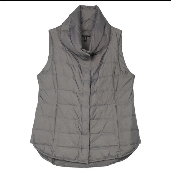 Eileen Fisher Melange Recycled Nylon Down Vest Charcoal M - Picture 7 of 8